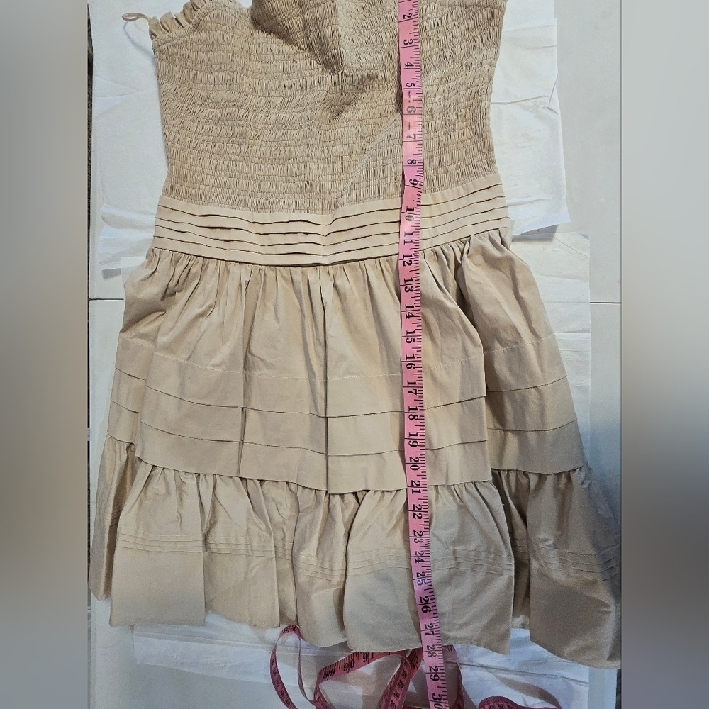 Ramy Brook Cream Maxi Sundress with Puff Sleeves and Strapless Neckline - Picture 5 of 8